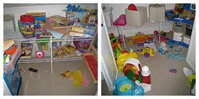 playroom closets filled with toys