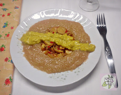 Amaranto al Curry con Champiñones