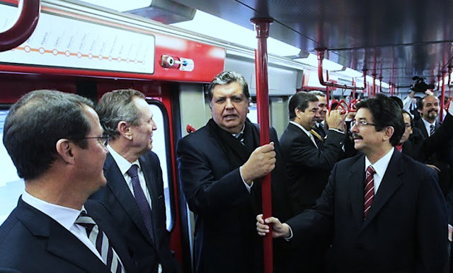 Alan García en Linea 1 del Metro de Lima Alan García Pérez fue investigado por los presuntos sobornos de la empresa Odebrecht