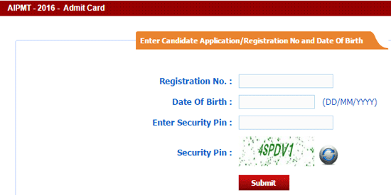 AIPMT Admit Card 2017