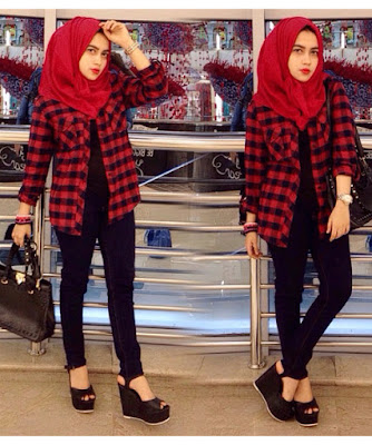 Kemeja Flanel Wanita Hijab Kemeja Flanel Wanita Hijab