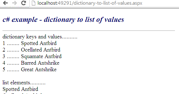 C how to convert dictionary values to list 