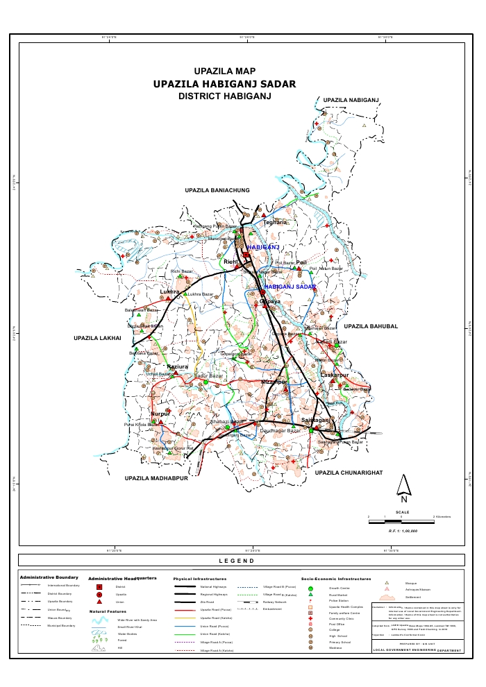 Habiganj Sadar Upazila Map Habiganj  District Bangladesh