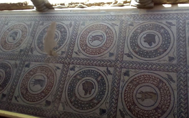 mosaico a riquadri attorno al peristilio