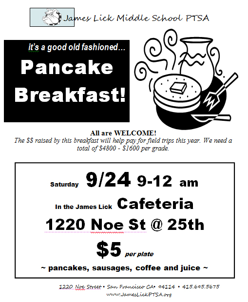 Benefit Pancake Breakfast At James Lick Noe Valley SF