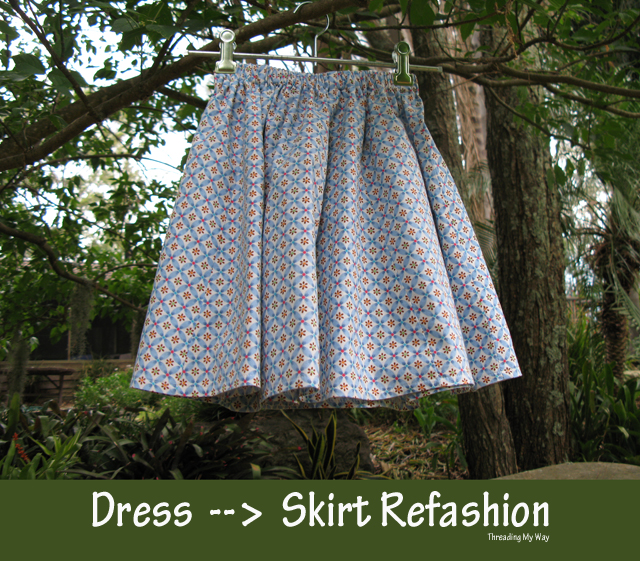 Dress to Skirt Refashion... a quick and easy make that takes less than half an hour ~ Threading My Way