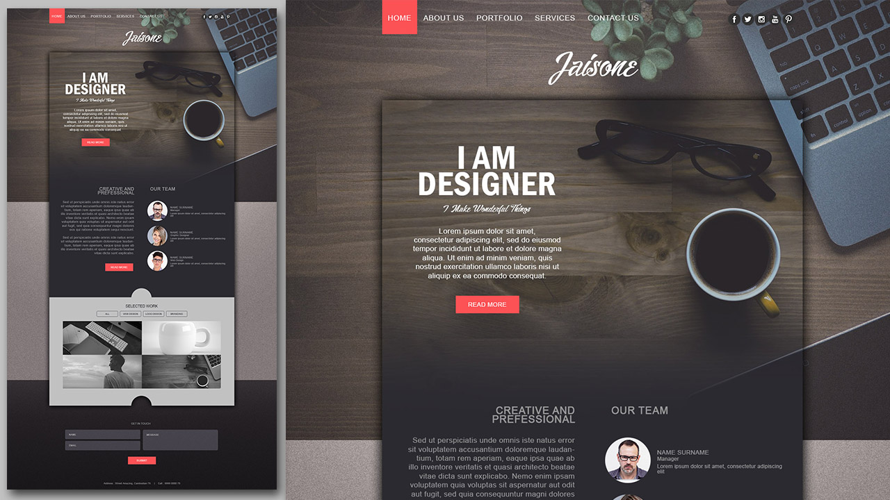 Make a Stylish Portfolio Website Design With Grain Texture In Photoshop