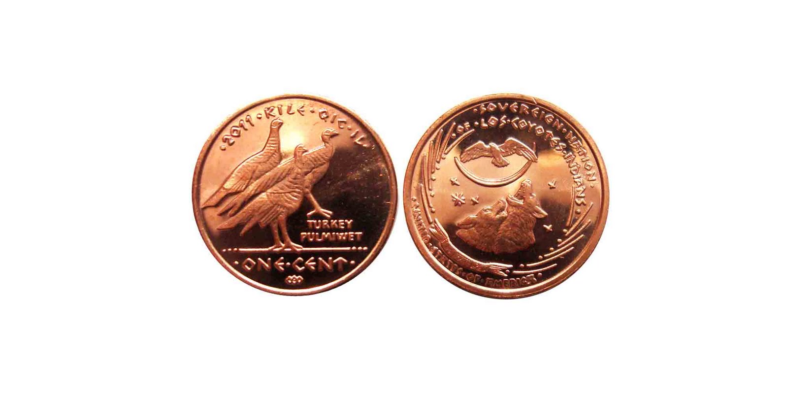Los Coyotes Indian Tribe 50 cents 2011 UNC Bear Wolf USA unusual coinage 