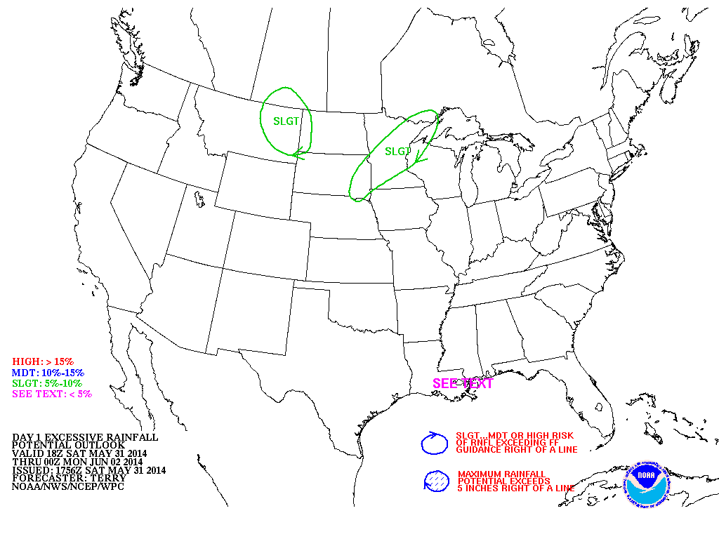 significant river flooding is possible through thursday june 5 2014 yellow area on the map source weather prediction center significant river flooding is possible through thursday june 5 2014 yellow area on the map source weather prediction center