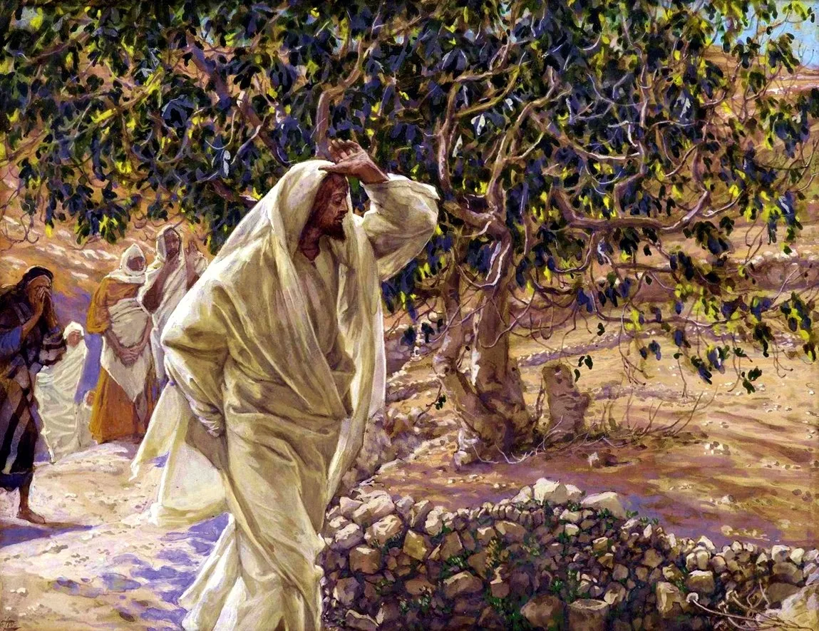 Ilustração de Jesus amaldiçoando a figueira
