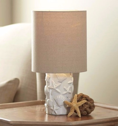 White Coastal Seashell Table Lamp