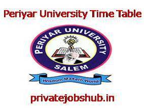 Periyar University Time Table Periyar University Time Table