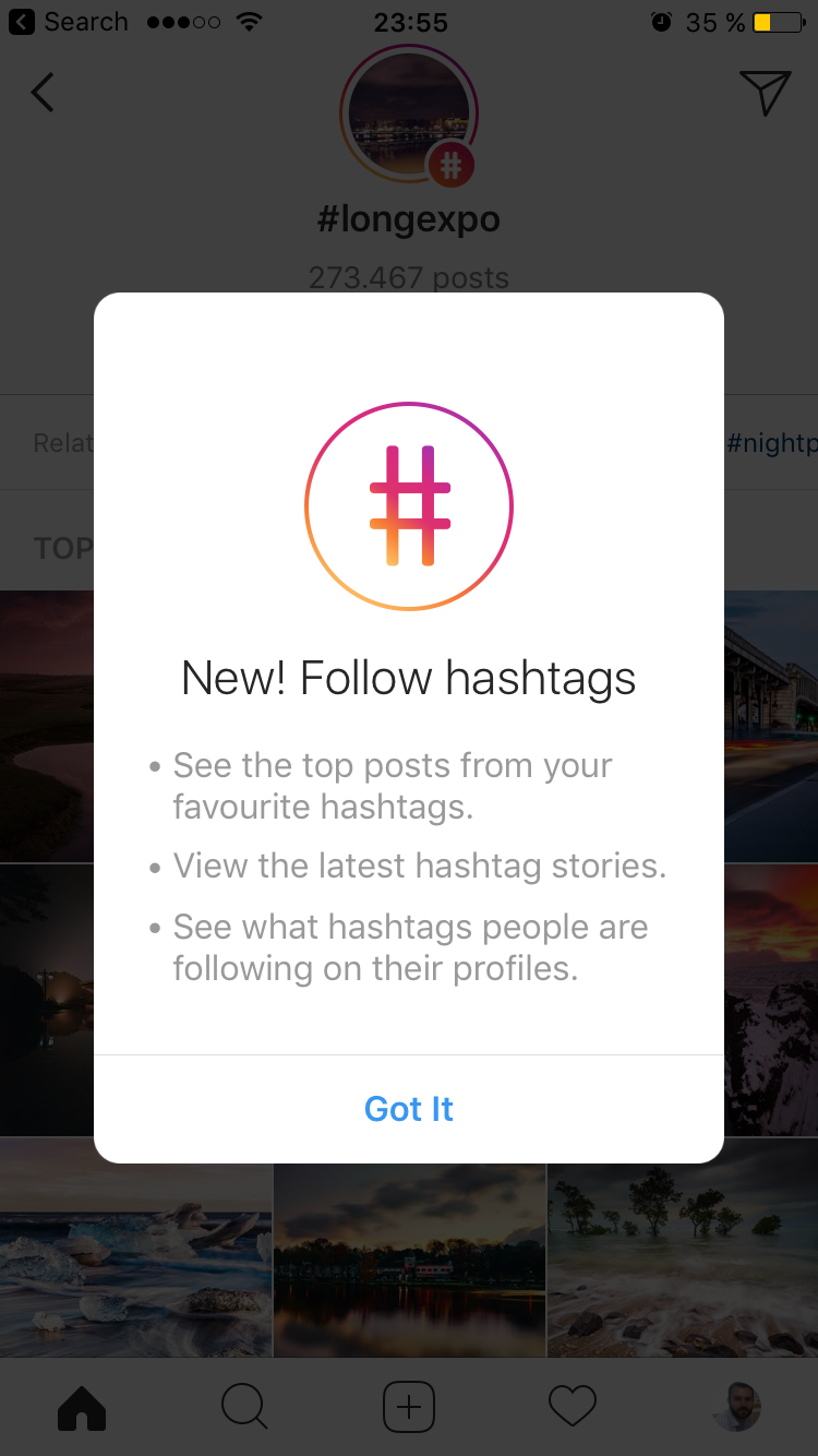 Follow hashtags on Instagram for iOS