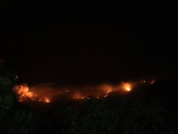 Incêndio no Vale do Capão na madrugada desta sexta-feira (11) (Foto: Reprodução/Associação de Condutores do Vale do Capão)