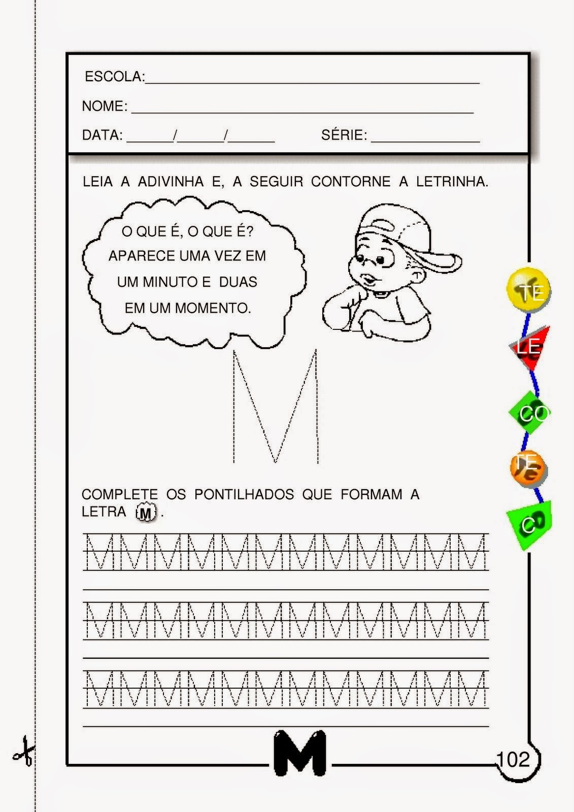 Atividades com a letra M para Educação Infantil
