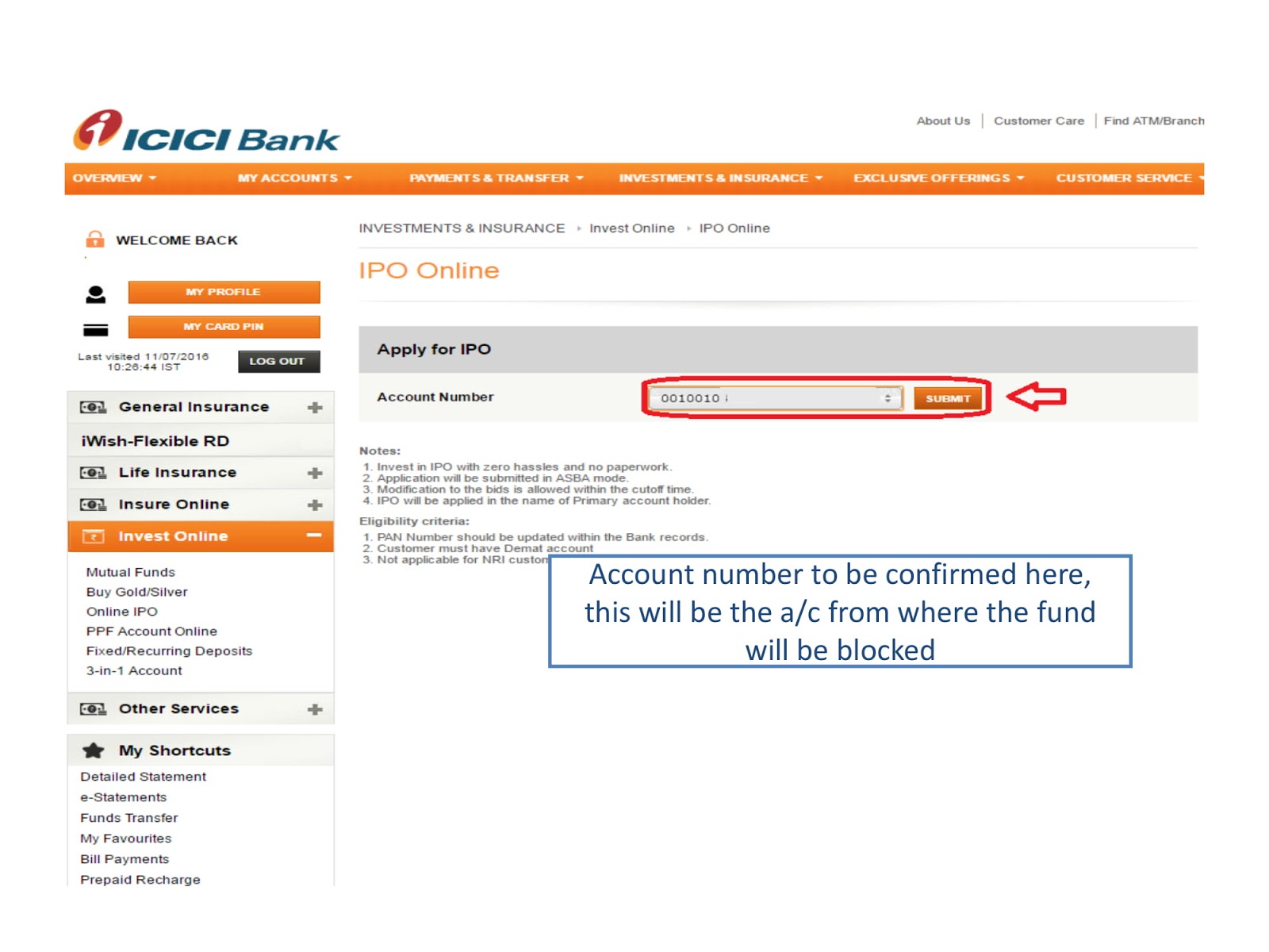 how to apply for ipo through asba icici bank
