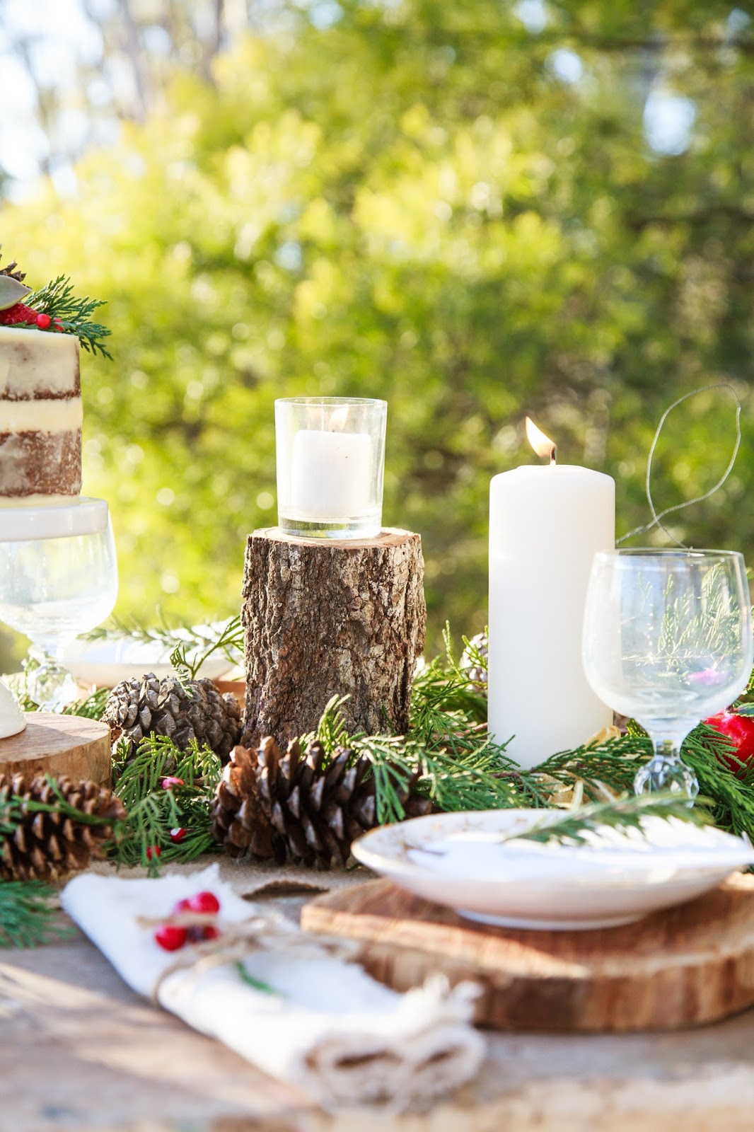 DIY Log Placemats + Rustic Bush Christmas Tablescape + Video The