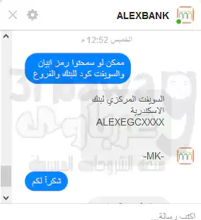 ابيان وسويفت كود بنك الإسكندرية فى مصر