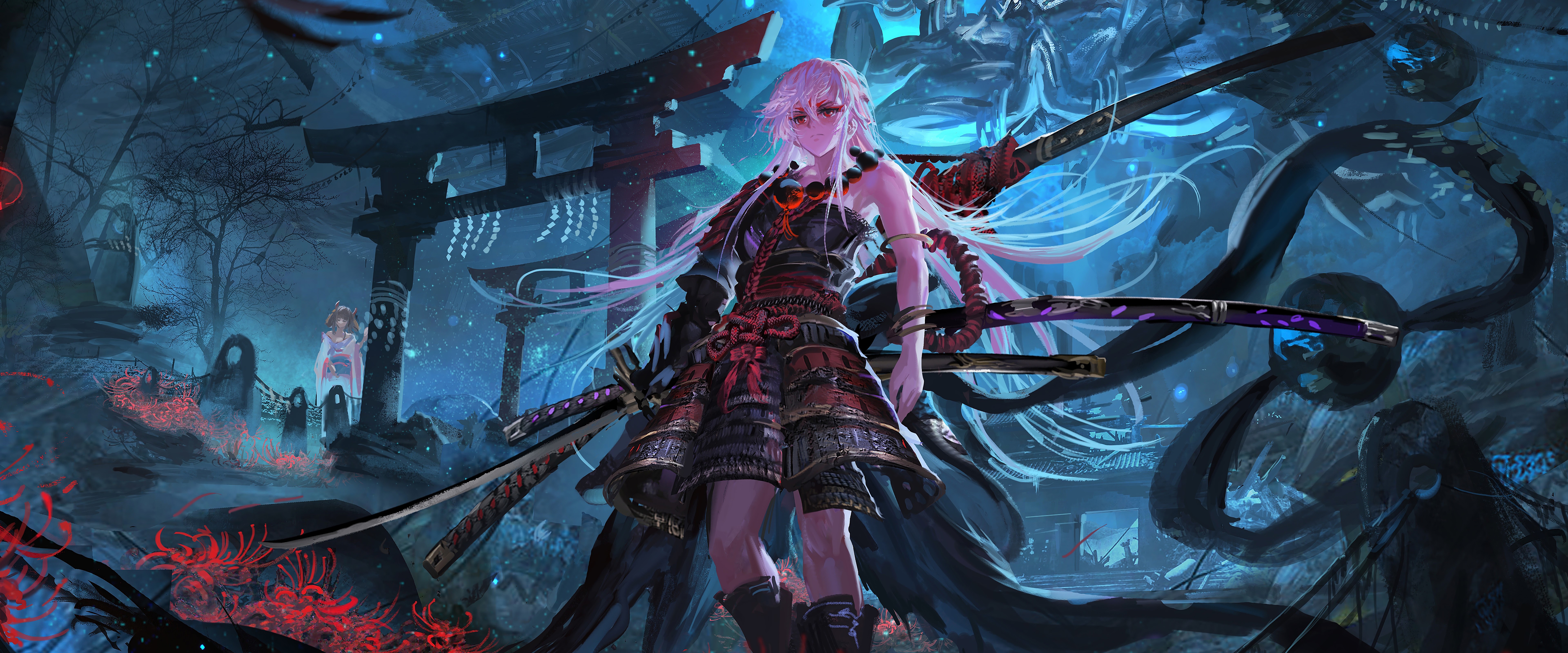 Anime, Samurai, Girl, Katana, Fantasy, 8K, #176 Wallpaper