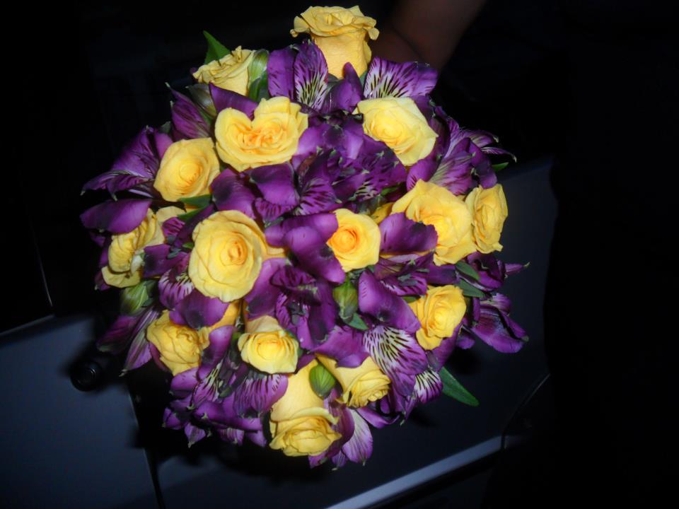 Bouquet de noiva, lilás com amarelo.