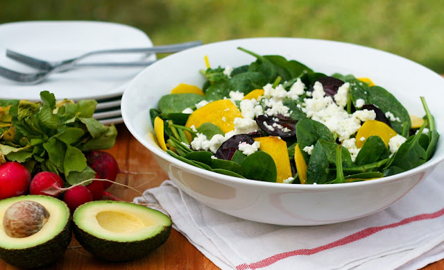 Baby Spinach, Golden Beet and Feta Salad