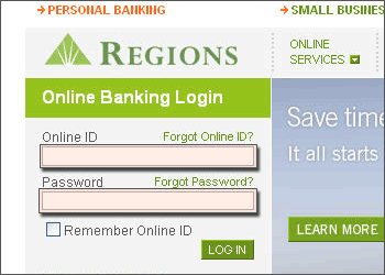 regions online personal banking login