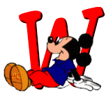 Alfabeto de Mickey Mouse en diferentes posturas y vestuarios W.