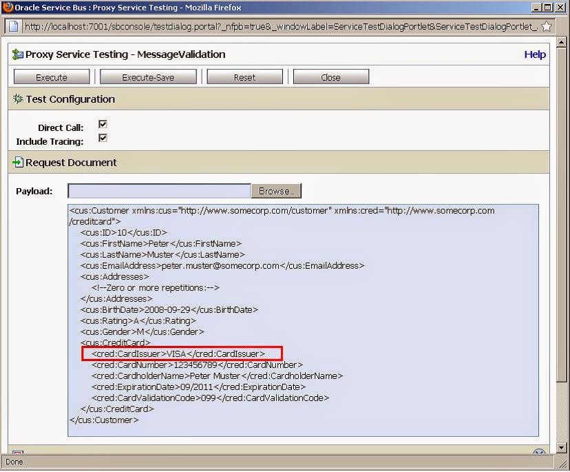 Perform message validation in OSB using Validate action