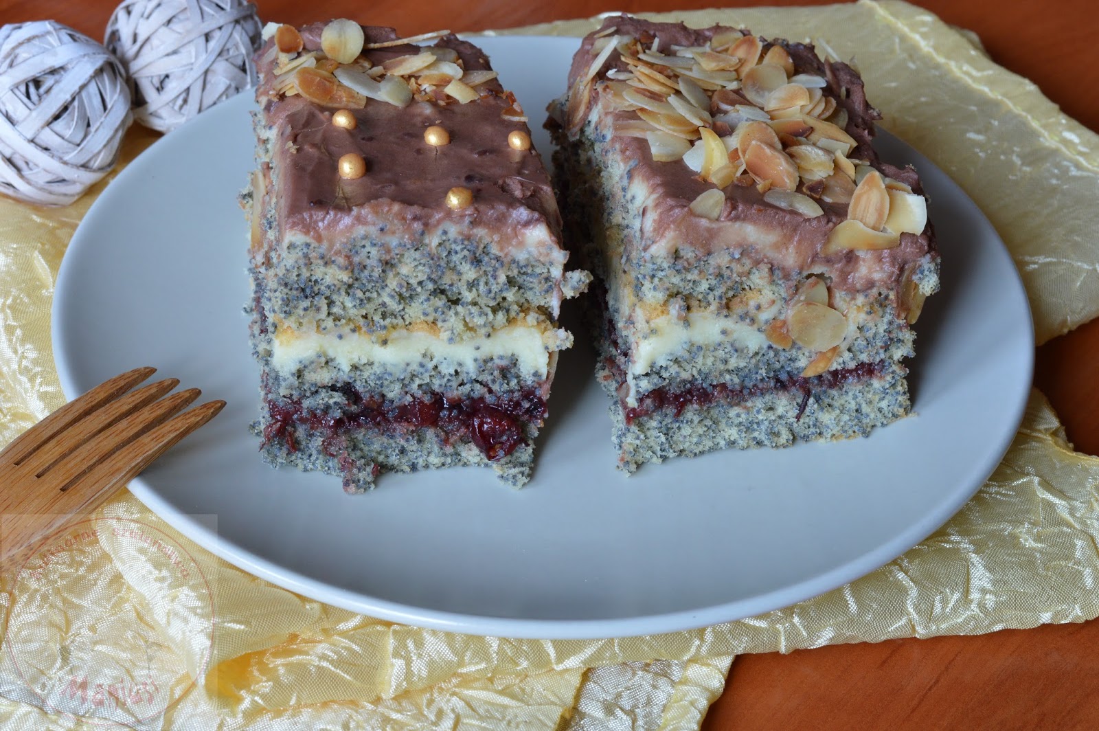 Ciasto z makiem i kremem budyniowym