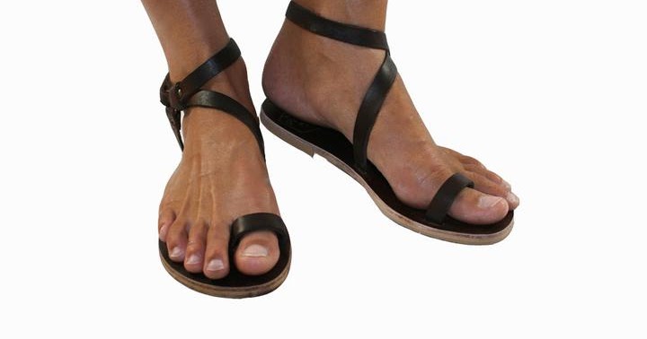 brown toe loop sandals