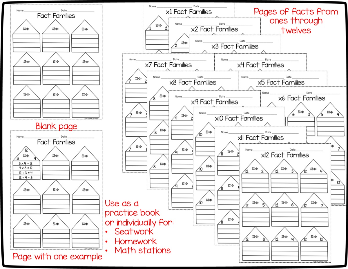 Printables Fact Family Worksheets 3rd Grade printables fact family worksheets 3rd grade safarmediapps light bulbs and laughter multiplication division families practice