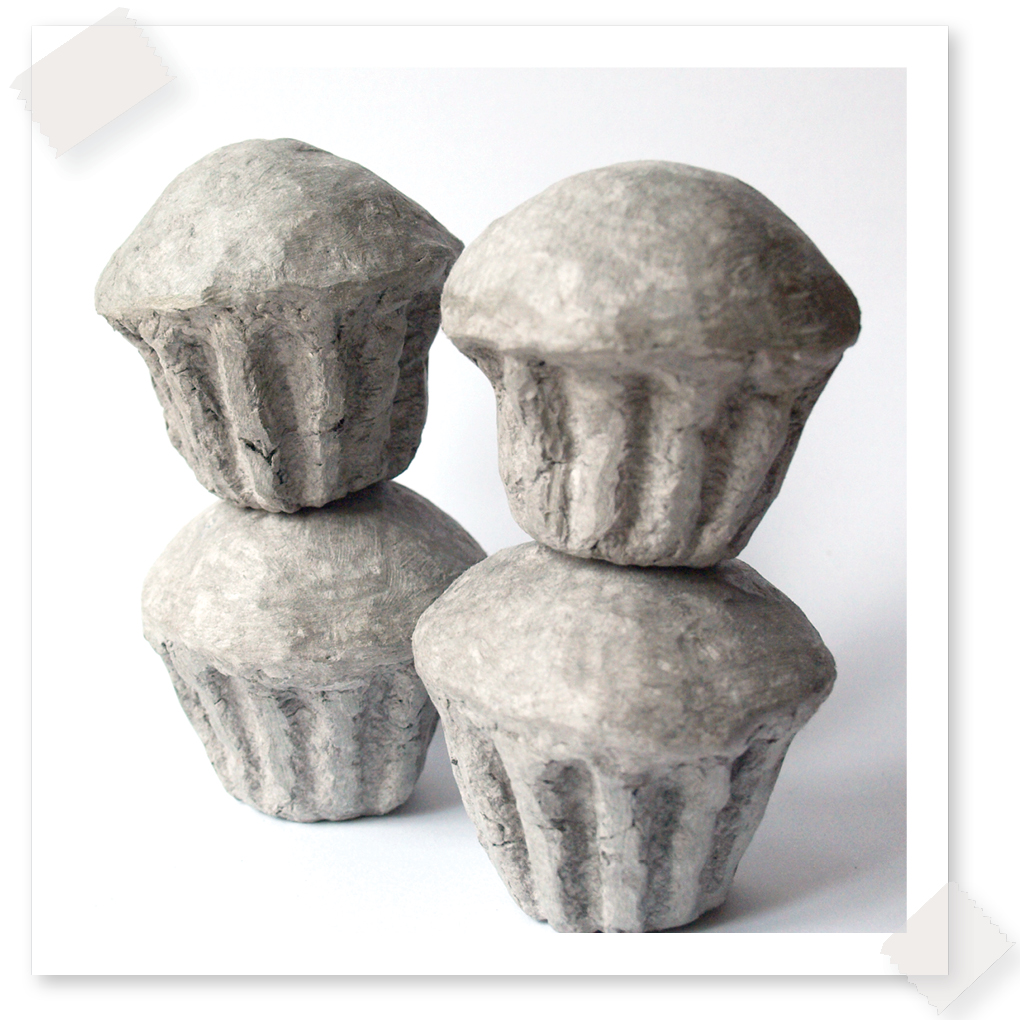 Cupcakes van papier maché DIY