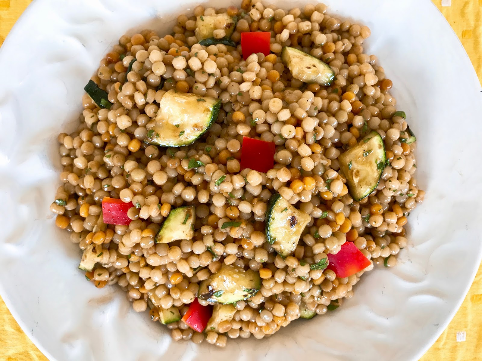 Israeli Couscous Salad with Grilled Zucchini and Balsamic Vinaigrette