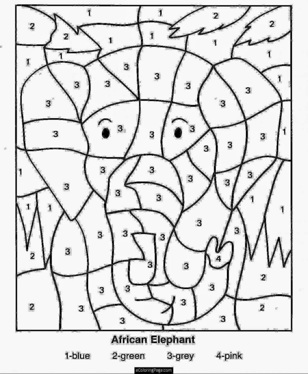 Printable Color By Number Sheets Free Coloring Sheet