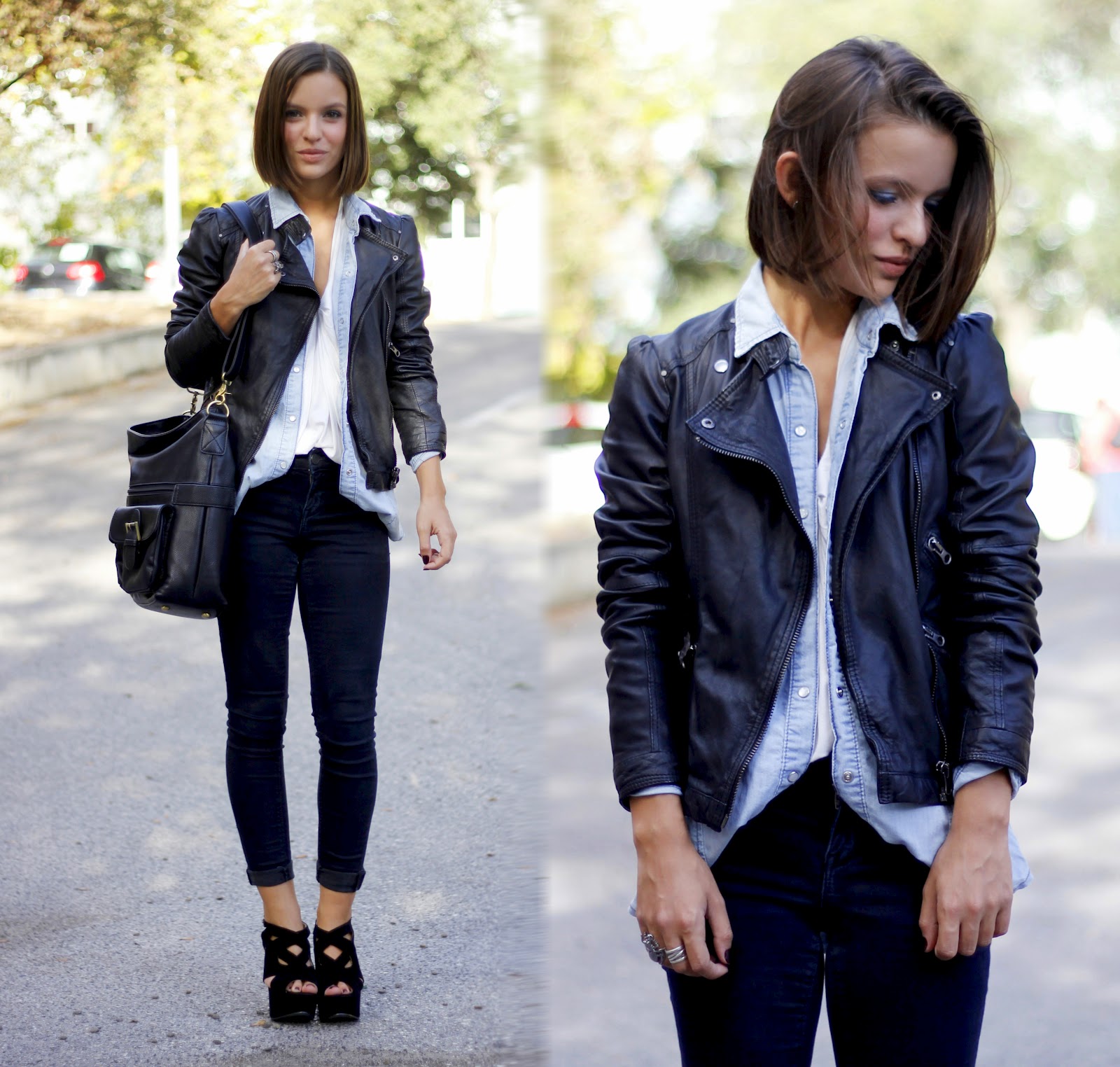 Miss Tangerine: Outfit | Leather and denim