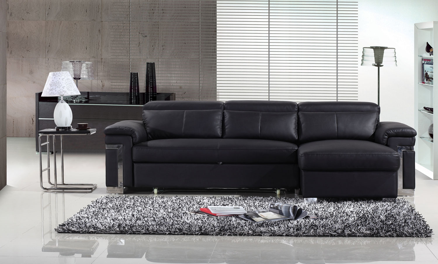 ashmore leather sofa black