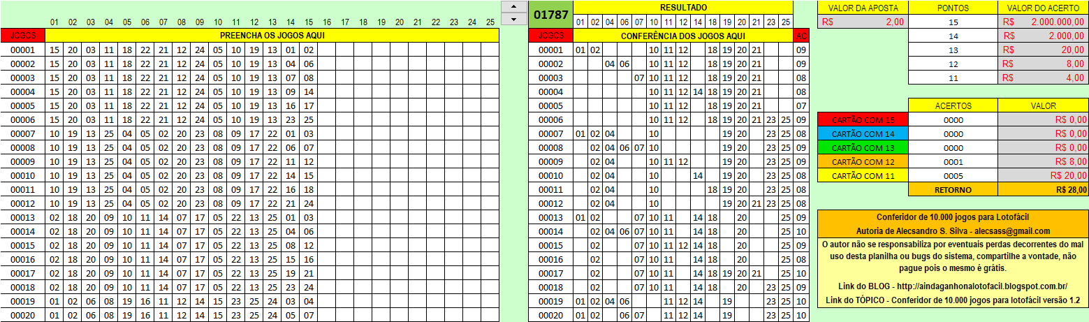 Lotofacil 5.000.000,00 Vamos escolher os Números nessa super planilha de  estudos ( Grátis) 