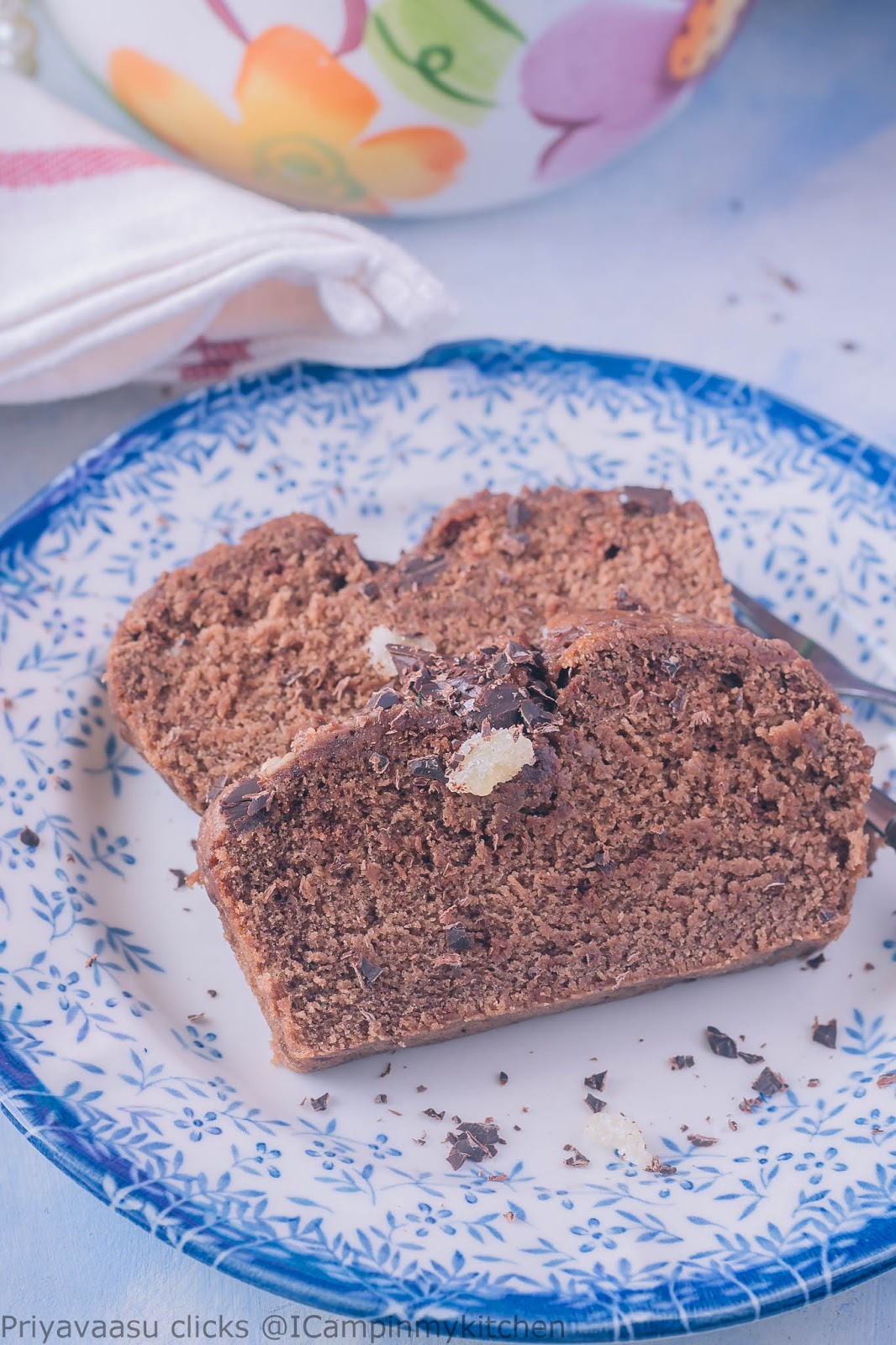 Eggless Chocolate Blender Banana Bread using Frozen Bananas I Camp