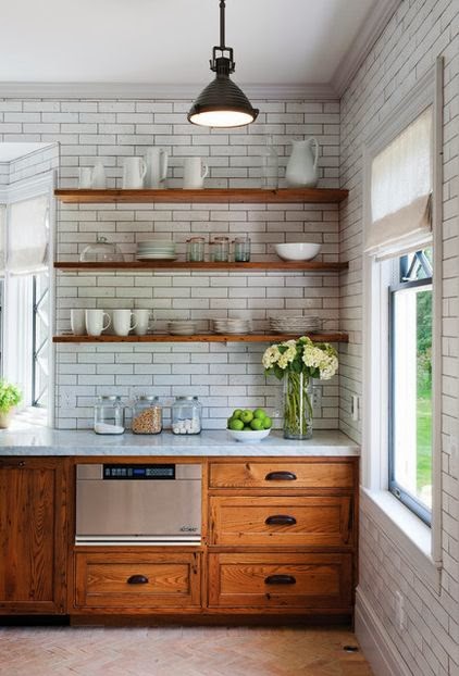 An Urban Cottage White Vs Gray Grout Crown Point Cabinets Via Houzz