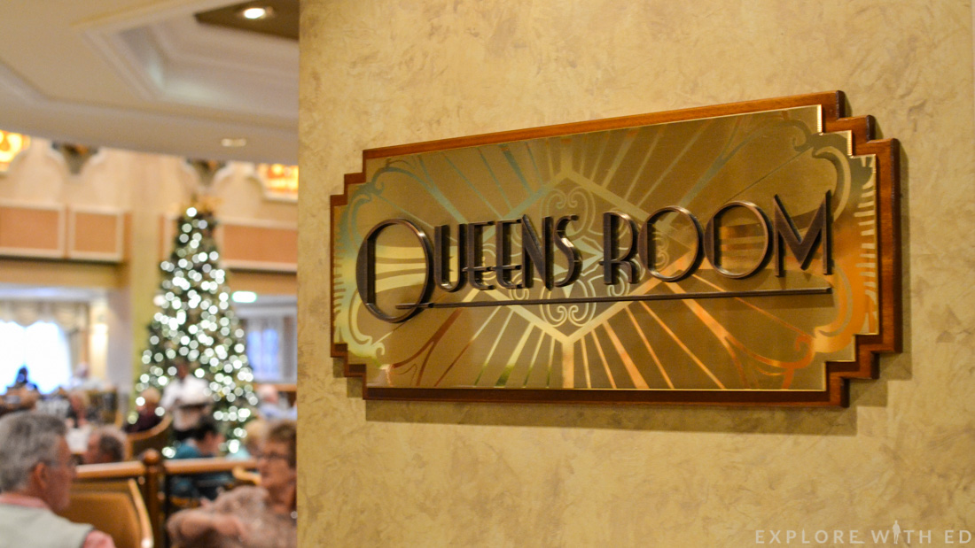 Queens room, Cunard Queen Elizabeth, Christmas