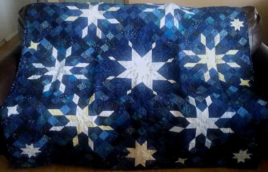 Sunshine in the Attic Starry, Starry Night Quilt Completed