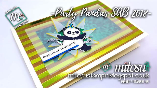 Stampin' Up! Party Pandas SAB 2018 SU Card Idea for Paper Craft Crew Challenges from Mitosu Crafts Stampin' Up! Party Pandas SAB 2018 SU Card Idea order from Mitosu Crafts UK Online Shop