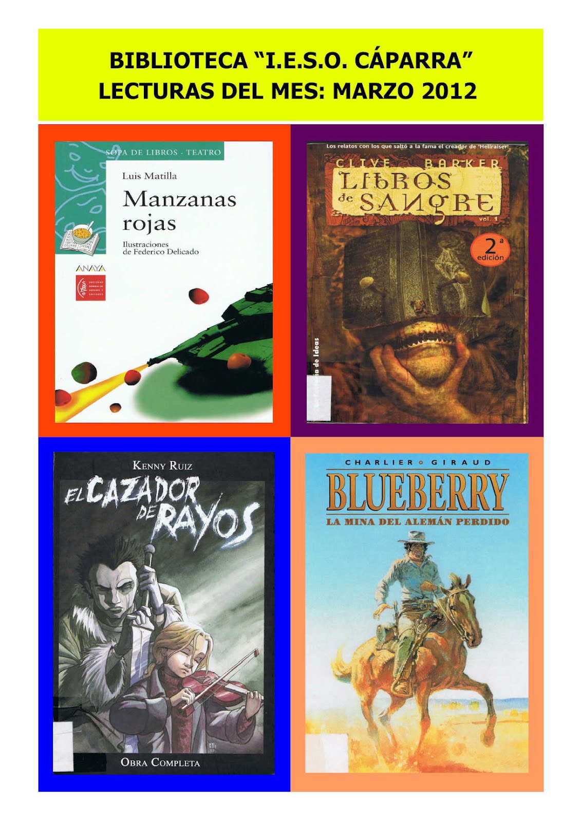 Club de lectura Cáparra Lecturas de marzo