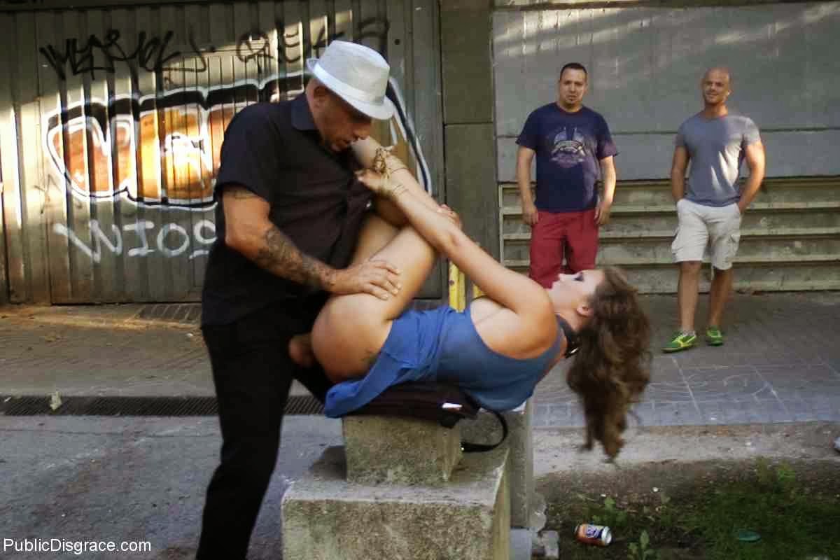 My hot slut having fun with strangers outdoor