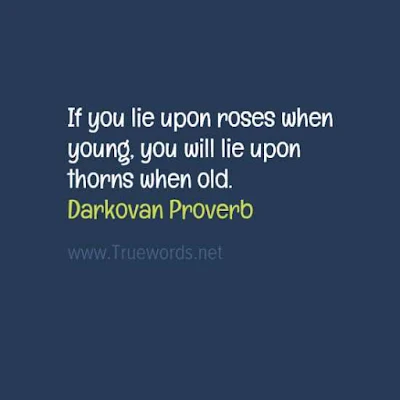 If you lie upon roses when young, you will lie upon thorns when old