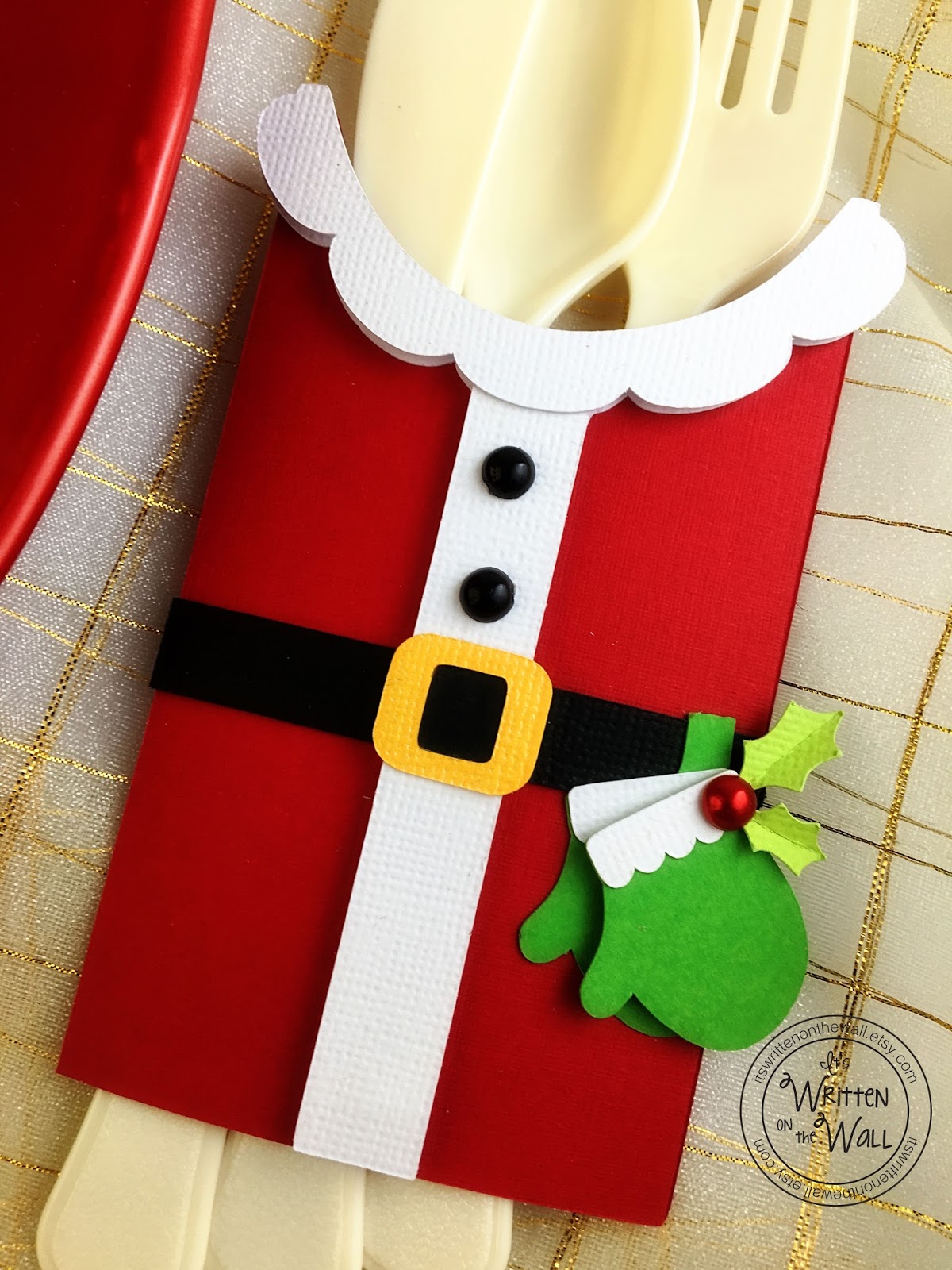 It's Written on the Wall Merry Santa Candy Bar Wraps and Utensil