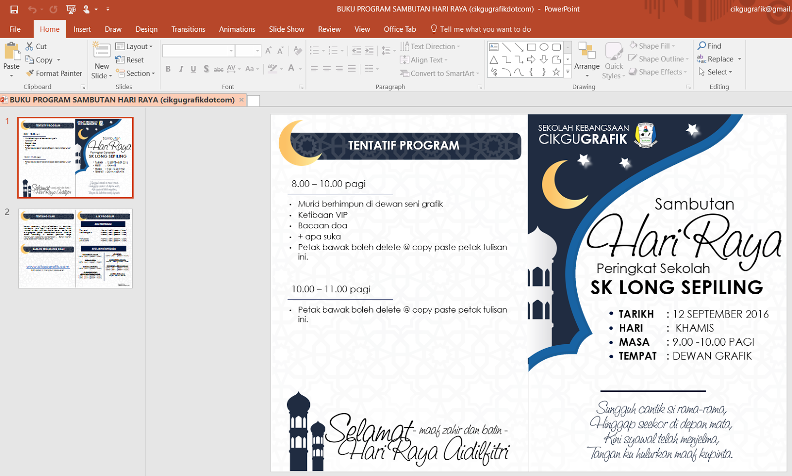 Template Buku Program Sambutan Hari Raya | KOLEKSI GRAFIK UNTUK GURU