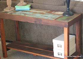 reclaimed wood sofa table made from scraps