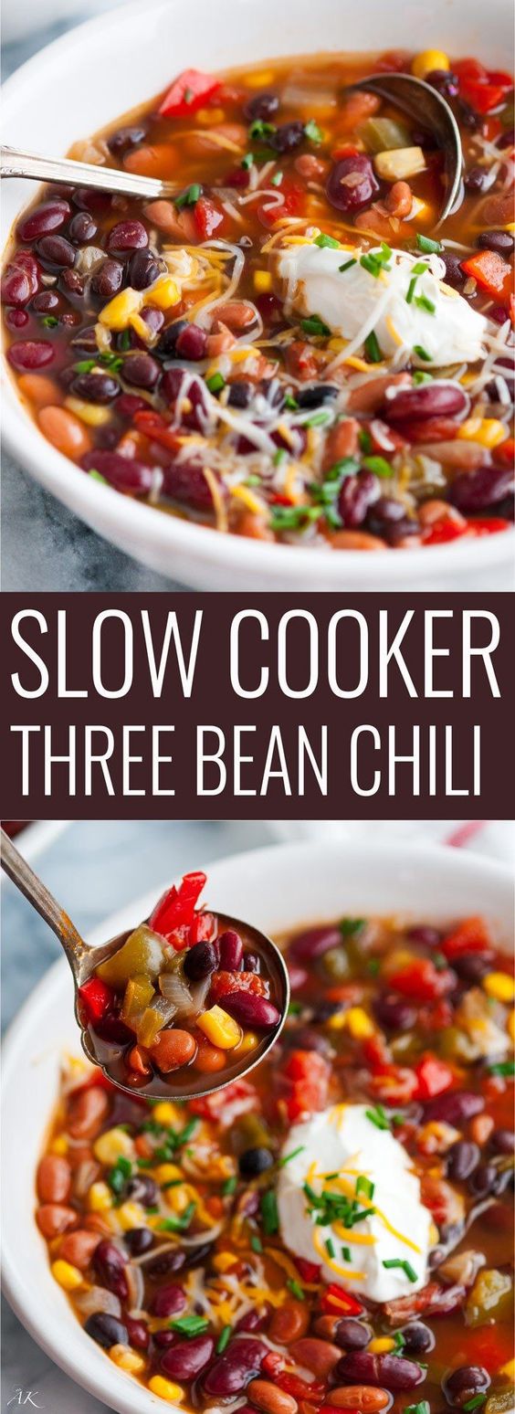 SLOW COOKER THREE BEAN CHILI freerecipefoods
