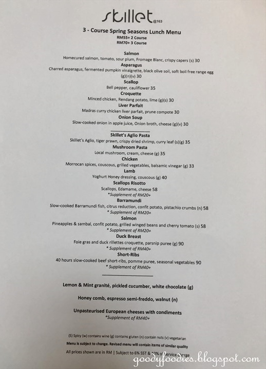 GoodyFoodies Skillet at 163, KL Spring 2019 Lunch Menu
